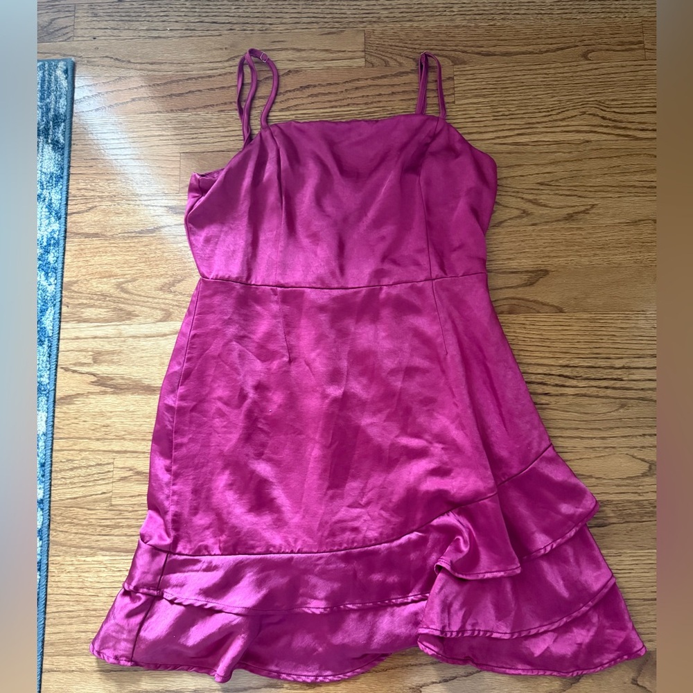 Lulu's Fuchsia Satin Dress